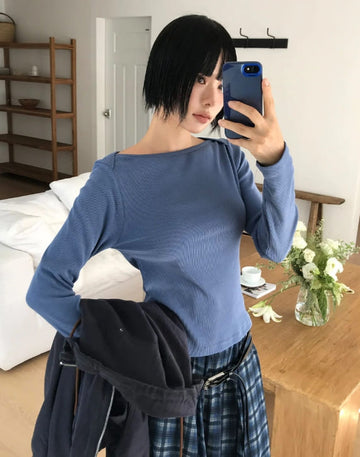 BOAT NECK SLIT LONGSLEEVE